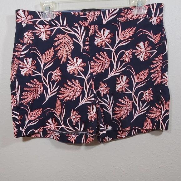 BANANA Republic tropical navy frond jacquard shorts size 8 - Picture 1 of 7